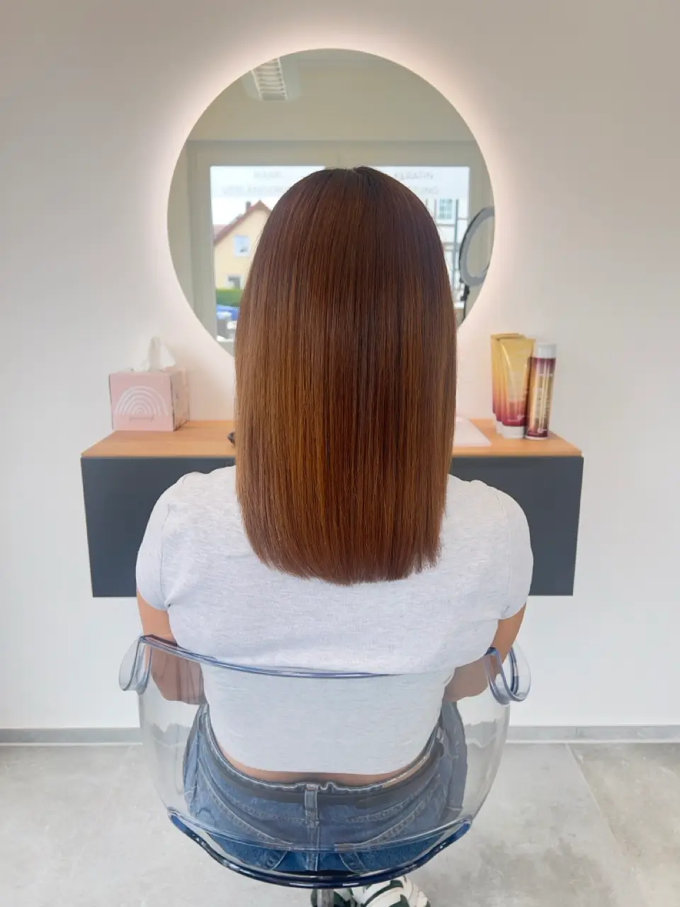 Seidenglanz Ergebnis — mittellanges Haar